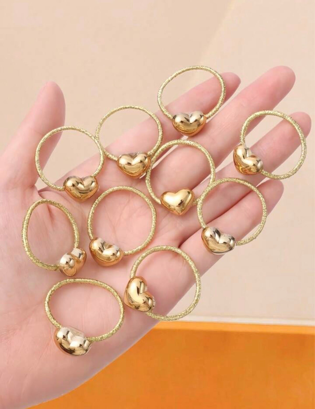 Golden Heart Hair Ties