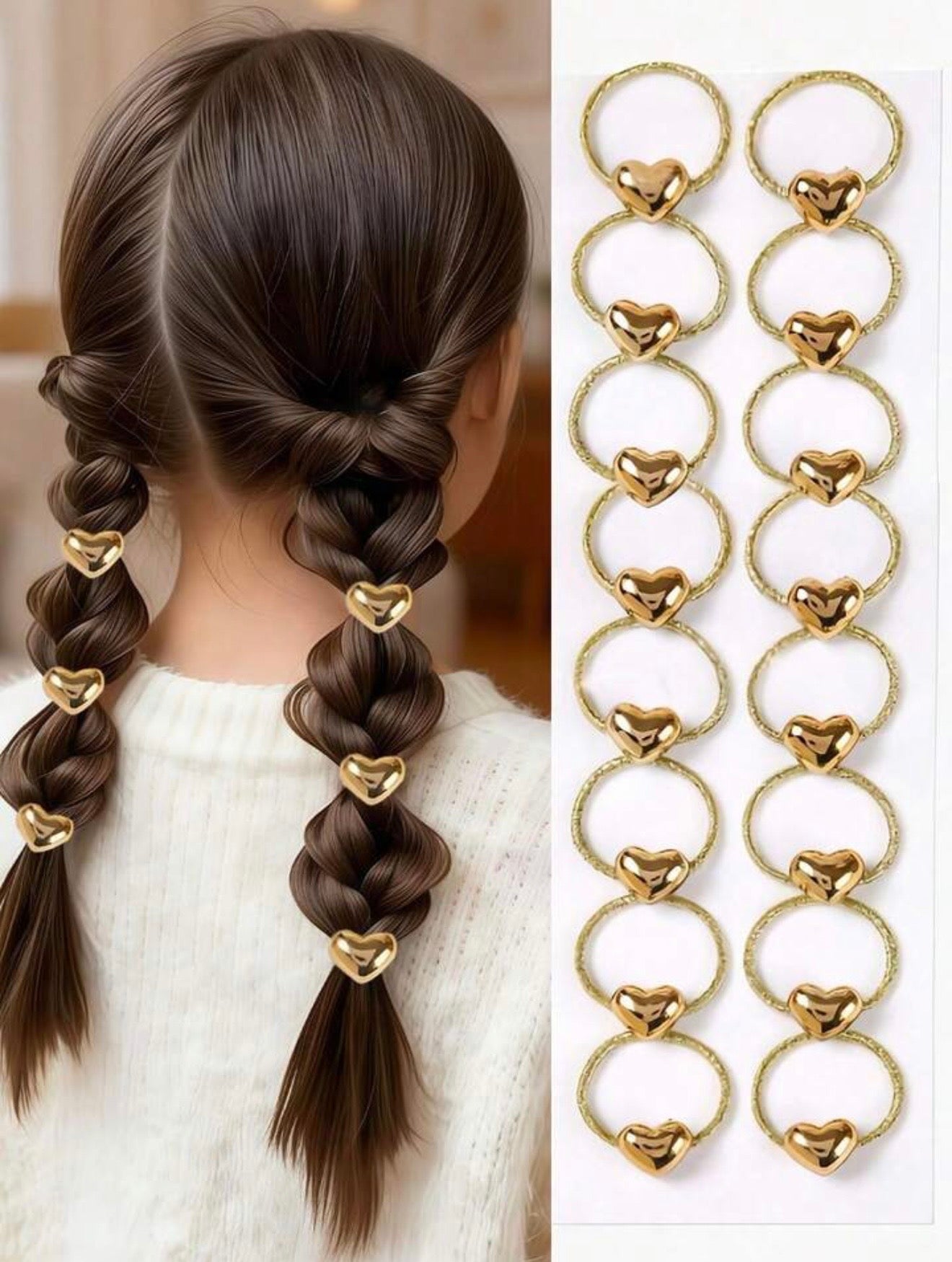 Golden Heart Hair Ties