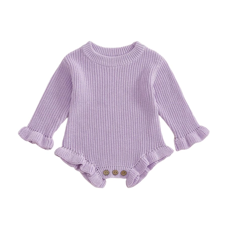 Laura Flutter Knit Romper - Lilac